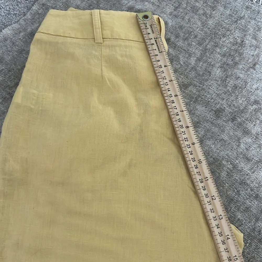 Zara Basic Yellow linen/cotton Wide-Leg Pants